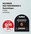High Performance 6 Rasierklingen im V-Markt Prospekt High Performance 6 Rasierklingen von Wilkinson im aktuellen V-Markt Prospekt für 9,99 €