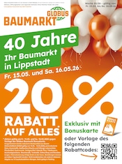 Aktueller Globus-Baumarkt Baumärkte Prospekt in Salzkotten und Umgebung, "Nach dem Feiertag so richtig sparen!" mit 4 Seiten, 15.05.2026 - 16.05.2026
