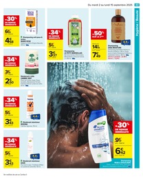 Prix et réduction Shampooing dans le prospectus Carrefour en cours Offre Shampooing dans le catalogue Carrefour du moment à la page 45