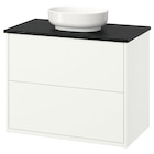 Waschbeckschr+Schubladen/Waschbeck weiß/schwarz marmoriert 82x49x77 cm von HAVBÄCK / VINDELÄLVEN im aktuellen IKEA Prospekt