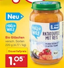 Bio Gläschen von Hallo Welt für 1,05 € bei Netto Marken-Discount im Angebot Bio Gläschen von Hallo Welt im aktuellen Netto Marken-Discount Prospekt
