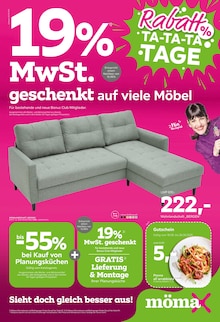 mömax Prospekt 19%MwSt. geschenkt auf viele Möbel mit 8 Seiten