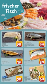 Lachs im aktuellen REWE Prospekt (Duisburg) Lachs im REWE Prospekt "Dein Markt" mit 32 Seiten (Duisburg)