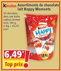 Assortiments de chocolats lait Happy Moments - KINDER en promo chez Norma Colmar à 6,49 €