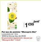 Pur jus de pomme - Monoprix Bio à 1,99 € dans le catalogue Monoprix