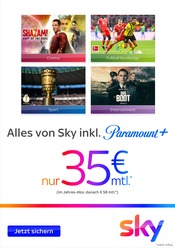 Fernseher im Sky Prospekt in Pfaffenhofen Aktueller Sky Prospekt mit Fernseher, "Alles von Sky inkl. Paramount+", Seite 1