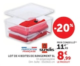 Lot de 4 boîtes de rangement 5L - Sundis en promo à 8,99 € chez Super U Lot de 4 boîtes de rangement 5L - Sundis dans le catalogue Super U