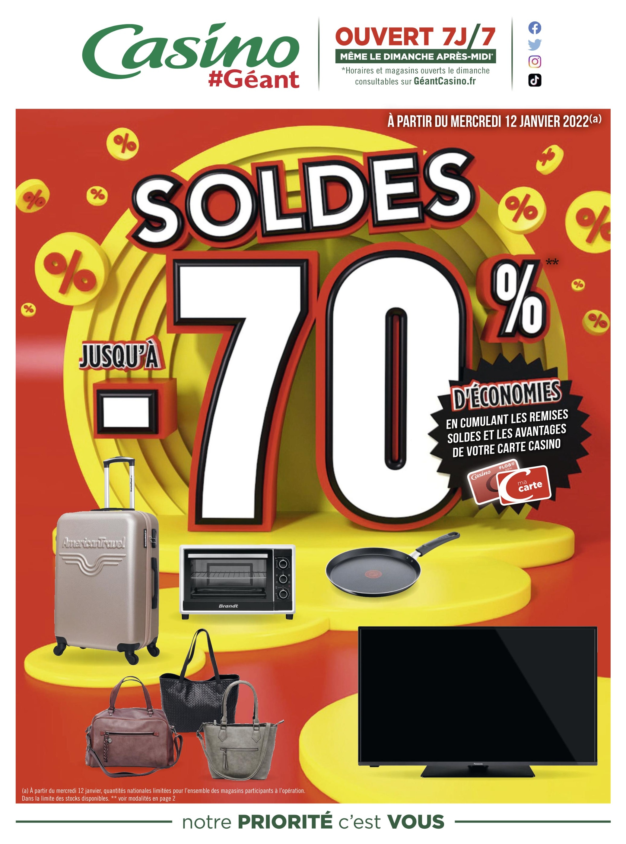 Catalogue Géant Casino à Cagnes-sur-Mer, avec 24 pages Prospectus Géant Casino à Cagnes-sur-Mer, "Soldes : Jusqu'à -70% d'économies", 24 pages, 12/01/2022 - 08/02/2022