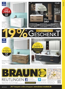 Badmöbel im BRAUN Möbel-Center Prospekt "19% MEHRWERTSTEUER GESCHENKT!" mit 22 Seiten (Reutlingen)