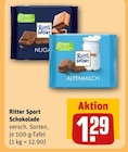 Nugat von Ritter Sport für 1,29 € bei REWE im Angebot Nugat von Ritter Sport im aktuellen REWE Prospekt