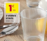 3 verres striés - Stokomani à Carpentras 3 verres striés en promo chez Stokomani Carpentras à 1,99 €