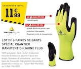 Promo Lot de 6 paires de gants spécial chantier manutention jaune fluo à 11,99 € dans le catalogue Tout Faire à Jonzac
