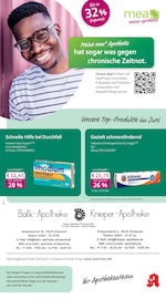 mea - meine apotheke Apotheken Prospekt der aktuellen Woche mit 4 Seiten, gültig von 01.06.2026 bis 30.06.2026, in Stralsund und Umgebung Aktueller mea - meine apotheke Apotheken Prospekt in Stralsund und Umgebung, "Unsere Juni-Angebote" mit 4 Seiten, 01.06.2026 - 30.06.2026