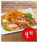 Aktuelles Schweinerücken Förster Art mit gebratenen Champignons, Pommes frites und Kräuterbutter Angebot bei Zurbrüggen in Essen ab 9,90 €