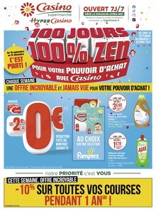 Catalogue Casino Supermarchés, 19/09/2022 - 02/10/2022, 100 jours 100% zen, 20 pages Prospectus Casino Supermarchés en cours, "100 jours 100% zen", 20 pages
