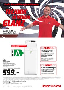 Waschmaschine im aktuellen MediaMarkt Saturn Prospekt (Halle (Saale)) Waschmaschine im MediaMarkt Saturn Prospekt "TECHNIK IN NEUEM GLANZ" mit 1 Seiten (Halle (Saale))