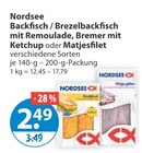 Backfisch / Brezelbackfisch mit Remoulade, Bremer mit Ketchup oder Matjesfilet von Nordsee im aktuellen V-Markt Prospekt für 2,49 €