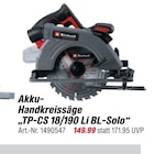 Akku-Handkreissäge TP-CS 18/190 Li BL-Solo bei toom Baumarkt im Wirges Prospekt für 149,99 €