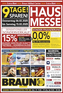 BRAUN Möbel-Center Prospekt HAUSMESSE - 9 TAGE SPAREN! mit 8 Seiten