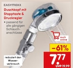Duschkopf mit Stopptaste & Druckregler Angebote von Easymaxx bei Netto Marken-Discount Heinsberg für 7,77 €