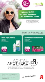 mea - meine apotheke Prospekt der Woche "Unsere Mai-Angebote" Seite 1, 01.05.2026 bis 31.05.2026 für Baienfurt Aktueller mea - meine apotheke Prospekt "Unsere Mai-Angebote" Seite 1 von 4 Seiten für Baienfurt