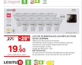 Lot de 10 ampoules LED réflecteur GU10 - LEXMAN - LEROY MERLIN à Athis-Mons Lot de 10 ampoules LED réflecteur GU10 - LEXMAN en promo chez LEROY MERLIN Athis-Mons à 19,90 €