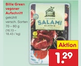 Veganer Aufschnitt von Billie Green für 1,29 € bei Netto Marken-Discount im Angebot Veganer Aufschnitt von Billie Green im aktuellen Netto Marken-Discount Prospekt