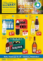 Netto Marken-Discount Prospekt für Berlin: "DER ORT, AN DEM DAS GRÖSSTE MEHRWEG-SORTIMENT ZUHAUSE IST.", 2 Seiten, 22.04.2024 - 27.04.2024