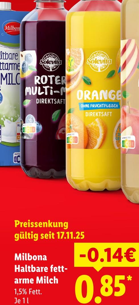 Haltbare fettarme Milch