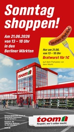 toom Baumarkt BaumĂ€rkte Prospekt der aktuellen Woche mit 1 Seite, gĂŒltig von 21.06.2026 bis 21.06.2026, in Panketal und Umgebung Aktueller toom Baumarkt BaumĂ€rkte Prospekt in Panketal und Umgebung, "Sonntag shoppen!" mit 1 Seite, 21.06.2026 - 21.06.2026