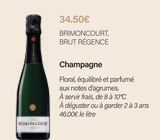 Champagne - BRIMONCOURT, BRUT RÉGENCE - Monoprix Issy Gambetta à Vanves Champagne - BRIMONCOURT, BRUT RÉGENCE en promo chez Monoprix Issy Gambetta Vanves à 34,50 €