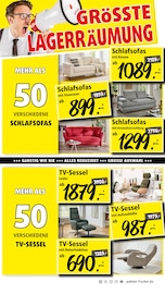 Aktueller Polstermöbel Fischer Prospekt mit Fernseher, "UNSERE GRÖSSTE LAGERRLAGERRÄUMUNG", Seite 8
