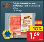 Original Jamón Serrano im Angebot bei Netto Marken-Discount in Salzgitter Original Jamón Serrano Angebote von CUARENTA bei Netto Marken-Discount Salzgitter für 1,69 €