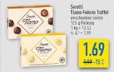 Tiamo Feisnte Trüffel Cognac oder Tiamo Feisnte Trüffel Weiße Trüffel mit Mandeln Angebote von Sarotti bei diska Erfurt für 1,69 €