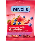 Bonbon, Halsbonbons Vitamin-Shot Heidelbeere-Erdbeere, gefüllt, zuckerfrei im dm-drogerie markt Prospekt Bonbon, Halsbonbons Vitamin-Shot Heidelbeere-Erdbeere, gefüllt, zuckerfrei von Mivolis im aktuellen dm-drogerie markt Prospekt für 0,95 €