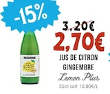 Jus de Citron Gingembre - LEMON PLIUS à 2,70 € dans le catalogue Naturalia