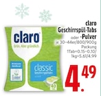 Geschirrspül-Tabs oder -Pulver Angebote von claro bei EDEKA Rosenheim für 4,49 €
