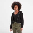 Sweat zippé à capuche court noir femme en promo chez La Halle Sweat zippé à capuche court noir femme dans le catalogue La Halle