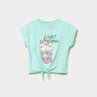 T-shirt noué à sequins manches courtes vert clair fille dans le catalogue La Halle