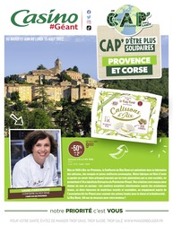 Catalogue Géant Casino à Cagnes-sur-Mer, avec 21 pages Prospectus Géant Casino à Cagnes-sur-Mer, "CAP' d'être plus solidaires : Provence et Corse", 21 pages, 21/06/2022 - 15/08/2022