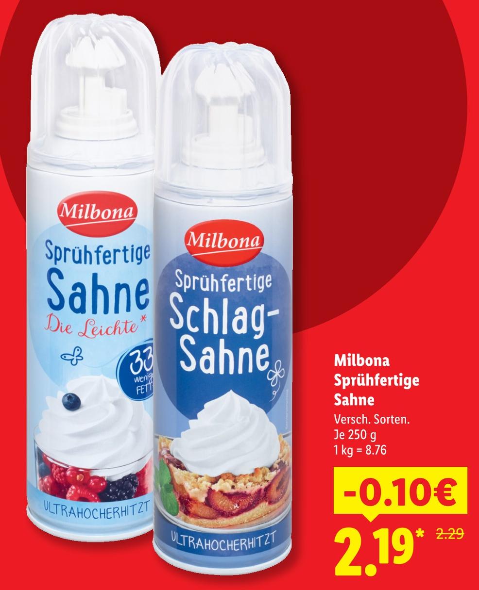 Sprühfertige Sahne Die Leichte