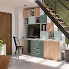 Bureau et rangements sous-escalier Atomia décor chêne, blanc, vert sapin et bleu aqua en promo chez Castorama Valence à 983,90 €