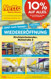 Netto Marken-Discount Prospekt für Kirchheimbolanden: "Wiedereröffnung - 10% auf alles", 6 Seiten, 16.04.2024 - 20.04.2024