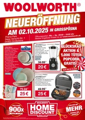Aktueller Woolworth Prospekt mit Küchenmaschine, "NEUERÖFFNUNG IN GROßPÖSNA", Seite 1