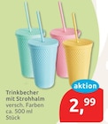 Trinkbecher mit Strohhalm im aktuellen budni Prospekt