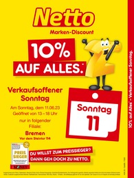 Aktueller Netto Marken-Discount Discounter Prospekt für Bremen 11.06.2023 - 11.06.2023 Netto Marken-Discount Prospekt für Bremen mit 2 Seiten