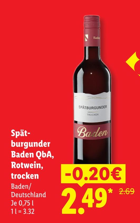 Spätburgunder Baden QbA, Rotwein, trocken