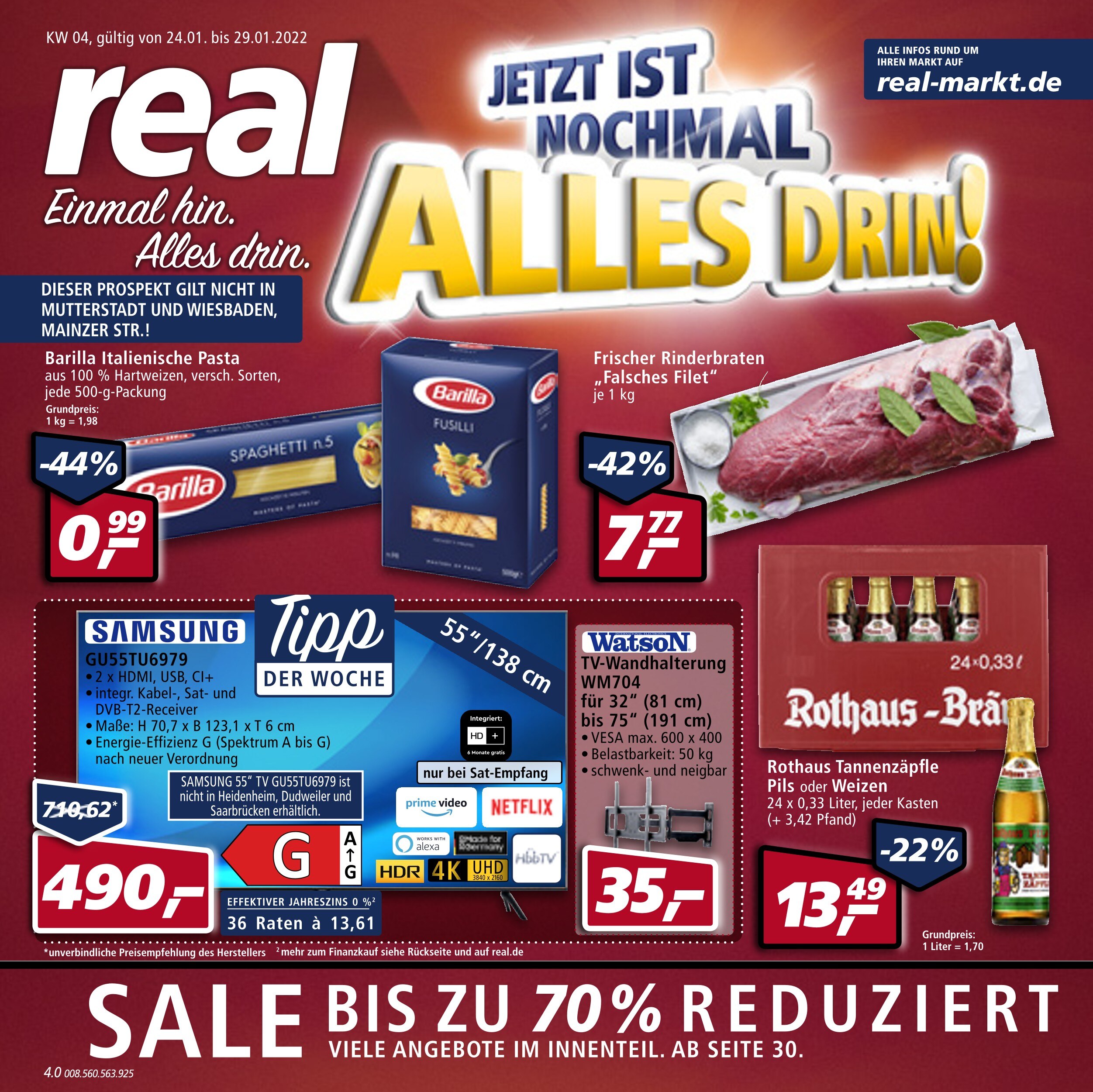 Real Prospekt für Friedrichshafen mit 56 Seiten Real Prospekt für Friedrichshafen: "Top Angebote", 56 Seiten, 24.01.2022 - 29.01.2022
