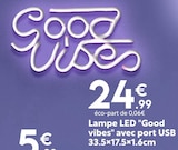 Lampe led "good vibes" avec port usb dans le catalogue Maxi Bazar