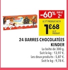 24 Barres Chocolatées - Kinder - Supeco 24 Barres Chocolatées - Kinder à 1,68 € dans le catalogue Supeco